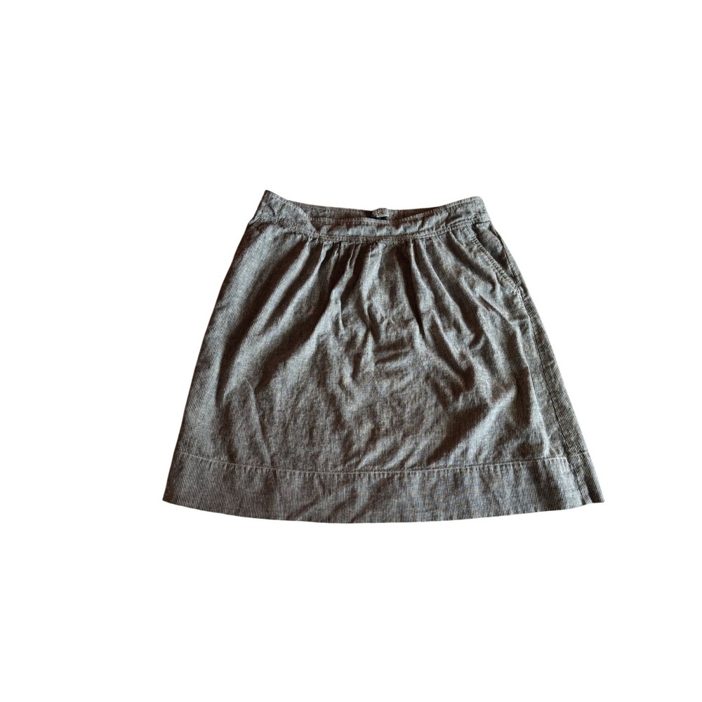 Eileen Fisher Hemp Organic Cotton Striped Mini Skirt Gray White Size M Pockets